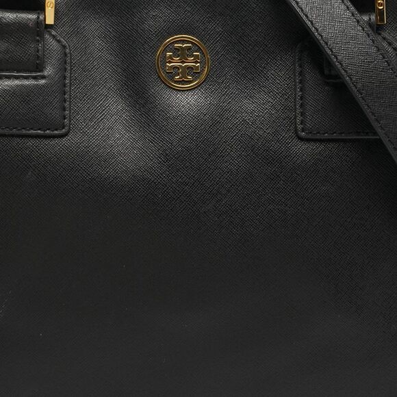 Tory Burch Robinson Double Zip Large Black Leather Tote - Picture 5 of 7